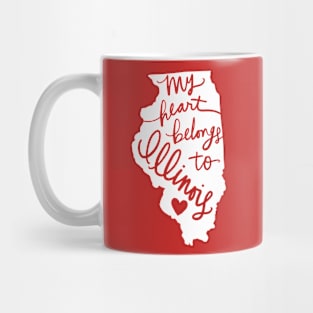 My Heart Belongs To Illinois State Pride Calligraphy Mug